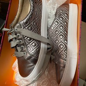 Gunmetal Marion Quilted Metallic Lace Up Sneaker